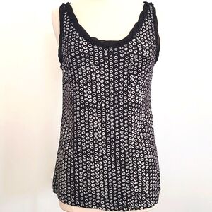 Loft Womens Soft Pock a Dot Tank Top with Ruffle & Front Pocket/Size L